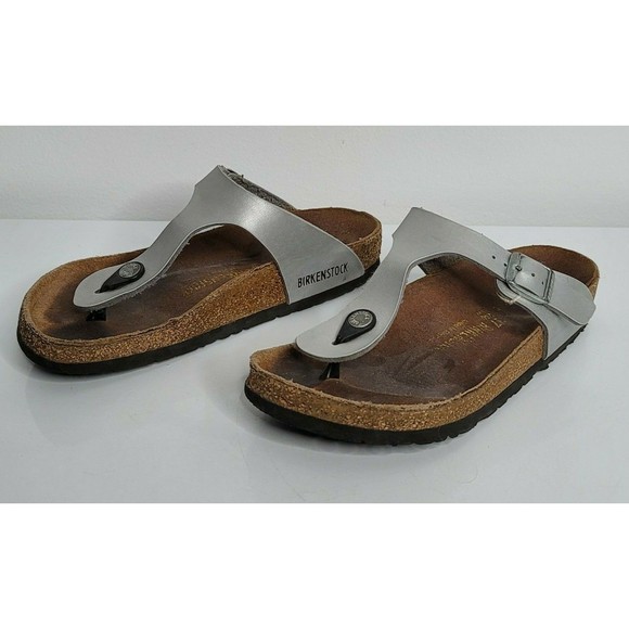 Birkenstock Metallic Silver Thong Sandals - Picture 2 of 7